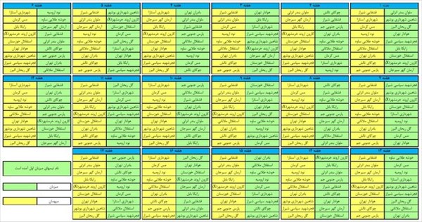 برنامه لیگ دسته اول آزادگان